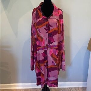 Vibrant Pink and purple Abstract Button-Up Dress pretty little thing brand